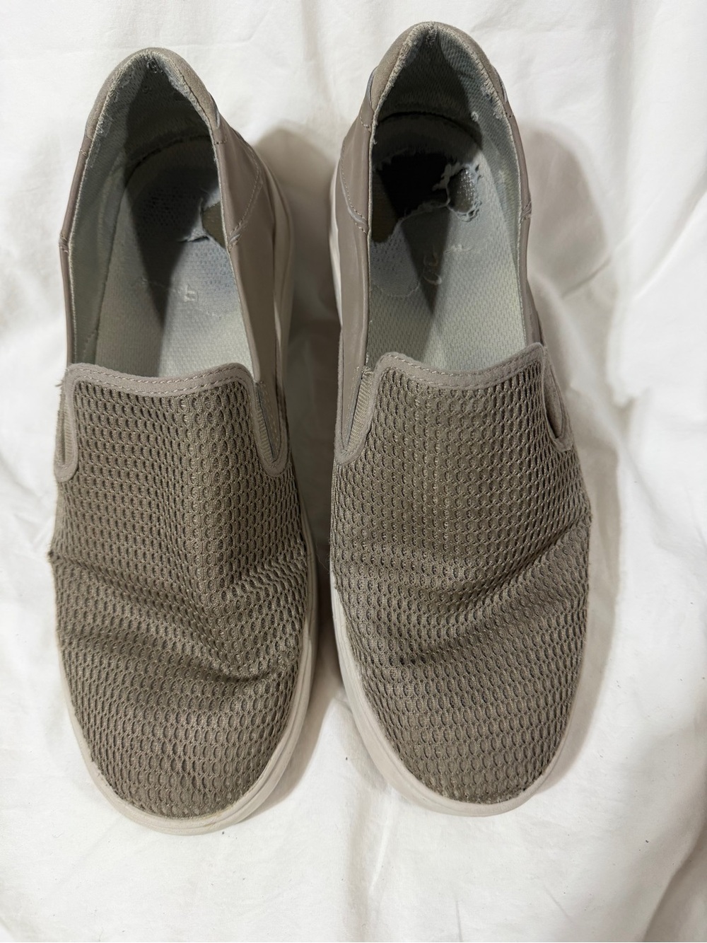 OluKai Men's Mesh Slip-On Loafers in Taupe Gray